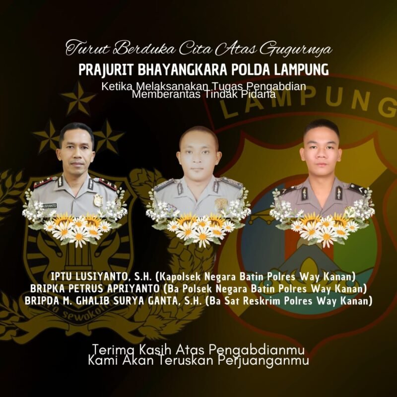 Tiga Anggota Polres Way Kanan Gugur dalam Penggerebekan Perjudian Sabung Ayam