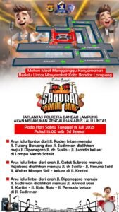 “Polresta Bandar Lampung Rekayasa Lalu Lintas Jelang Saburai Grand Jam, Arus Dialihkan Mulai Pukul 15.00 WIB”