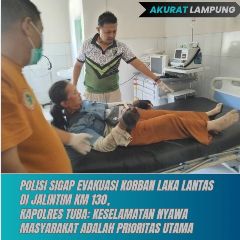 Polisi Sigap Evakuasi Korban Laka Lantas di Jalintim KM 130, Kapolres Tuba: Keselamatan Nyawa Masyarakat Adalah Prioritas Utama