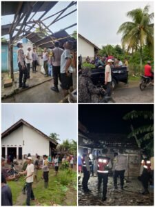 Tim Satgas Tanggap Bencana Polres Lampung Timur Turun Langsung Bantu Warga Korban Angin Puting Beliung di Desa Braja Asri