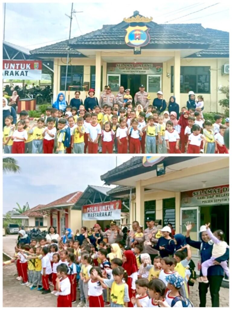 Dengan Penuh Keceriaan, Anak-Anak Paud dan TK Cerdas Ceria Kunjungi Polsek Seputih Raman