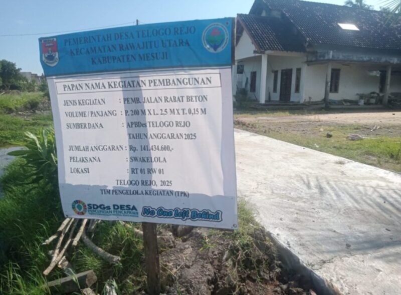 Pemdes Telogorejo Realisasikan Pembagunan Infrastruktur Jalan Rabat Beton Angaran Dana Desa (DD) Tahun 2025