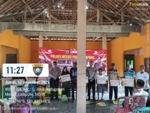 Polres Mesuji Gelar Kegiatan Rutin Jum’at Curhat Dan Membagikan 25 Paket Sembako