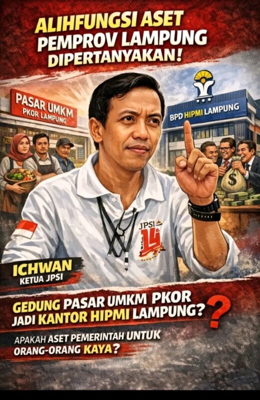 JPSI Pertanyakan Alih Fungsi Gedung Pasar UMKM PKOR Jadi Kantor HIPMI Lampung