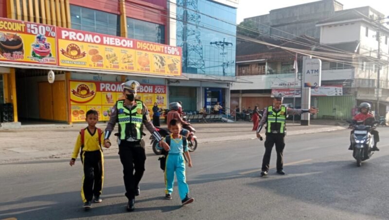 Satlantas Polres Tanggamus PAM Rawan Pagi di Sejumlah Titik Keramaian