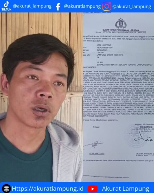 Kasus Penjualan Kopi Rp1,4 Miliar Mandek di Polda Lampung, Korban Mengaku Dimintai Uang Rp31 Juta untuk “Biaya Pengungkapan” ‎