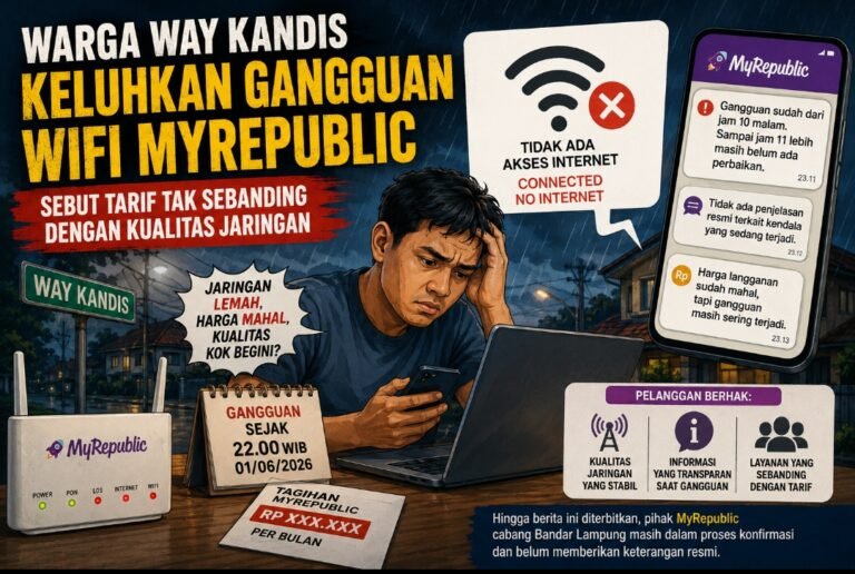 Warga Way Kandis Keluhkan Gangguan WiFi MyRepublic, Sebut Tarif Tak Sebanding dengan Kualitas Jaringan