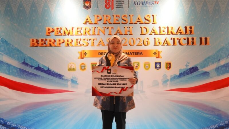 Sukseskan Program 3 juta Rumah, Pemkot Bandar Lampung Kembali Raih Penghargaan