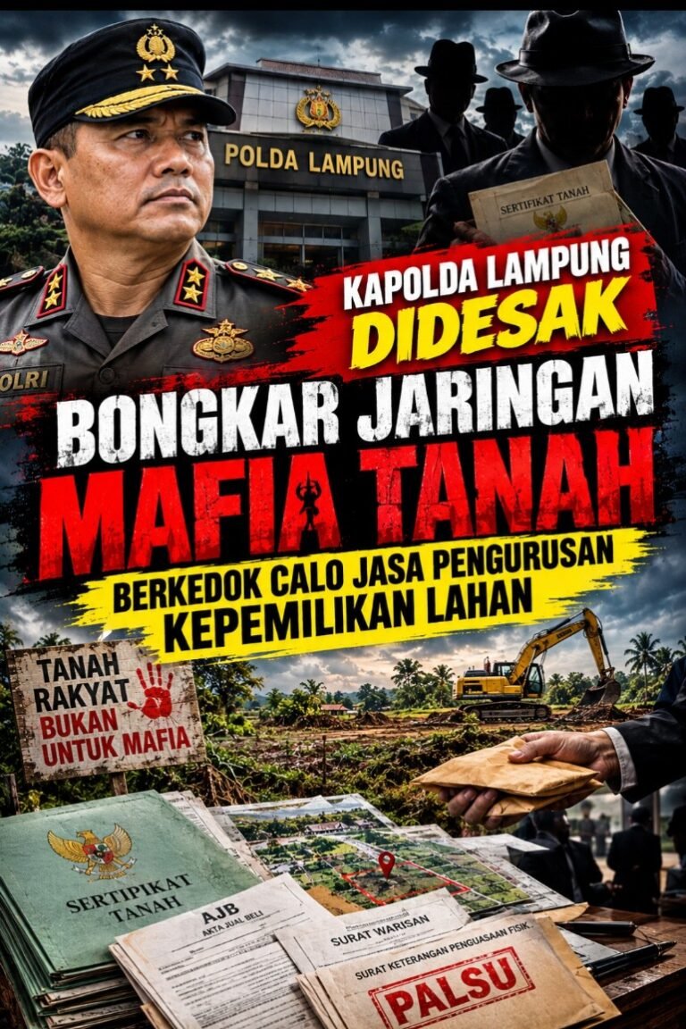 Kapolda Lampung Ditantang Bongkar Dugaan Jaringan Mafia Tanah Berkedok Jasa Pengurusan di Balik PTSL