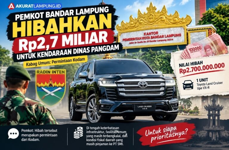 Pemkot Bandar Lampung Hibahkan Rp2,7 Miliar Untuk Kendaraan Dinas Pangdam, Kabag Umum: Permintaan Mereka
