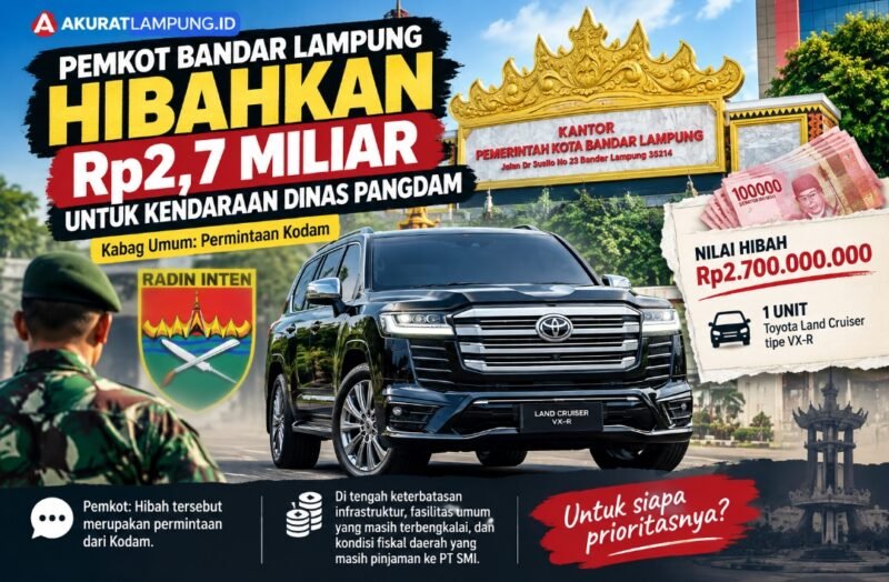 Pemkot Bandar Lampung Hibahkan Rp2,7 Miliar Untuk Kendaraan Dinas Pangdam, Kabag Umum: Permintaan Mereka