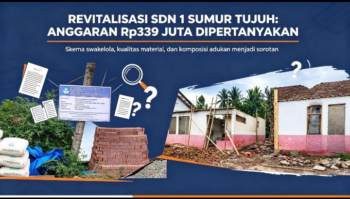 Diduga Program Revitalisasi SDN 1 Sumur Tujuh Kepsek, Pesta Bacakan” Anggaran Rp339 Juta Dipertanyakan