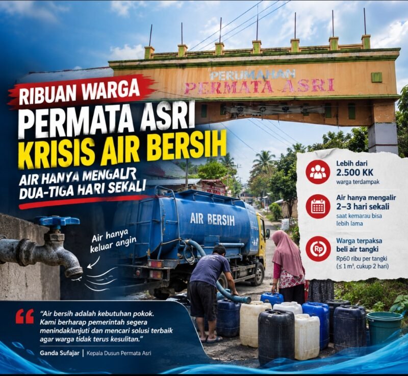 Ribuan Warga Permata Asri Krisis Air Bersih, Air PDAM Hanya Mengalir Dua-Tiga Hari Sekali