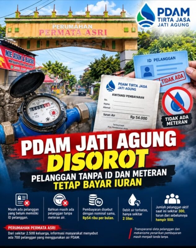 Tanpa ID dan Meteran, Pelanggan PDAM Tirta Jasa Unit Jati Agung Tetap Bayar Iuran 54 ribu