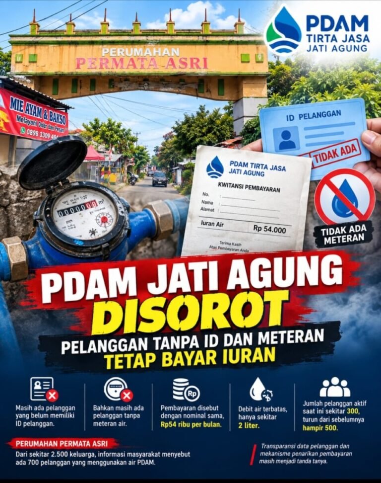 Tanpa ID dan Meteran, Pelanggan PDAM Tirta Jasa Unit Jati Agung Tetap Bayar Iuran 54 ribu