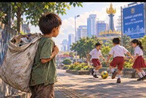 Di Balik Gemerlap Bandar Lampung, Daud Bocah Kelas 2 SD Cari Rongsokan untuk Uang Jajan